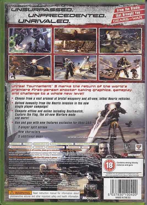 Unreal Tournament III - XBOX Live - XBOX 360 (B Grade) (Genbrug)